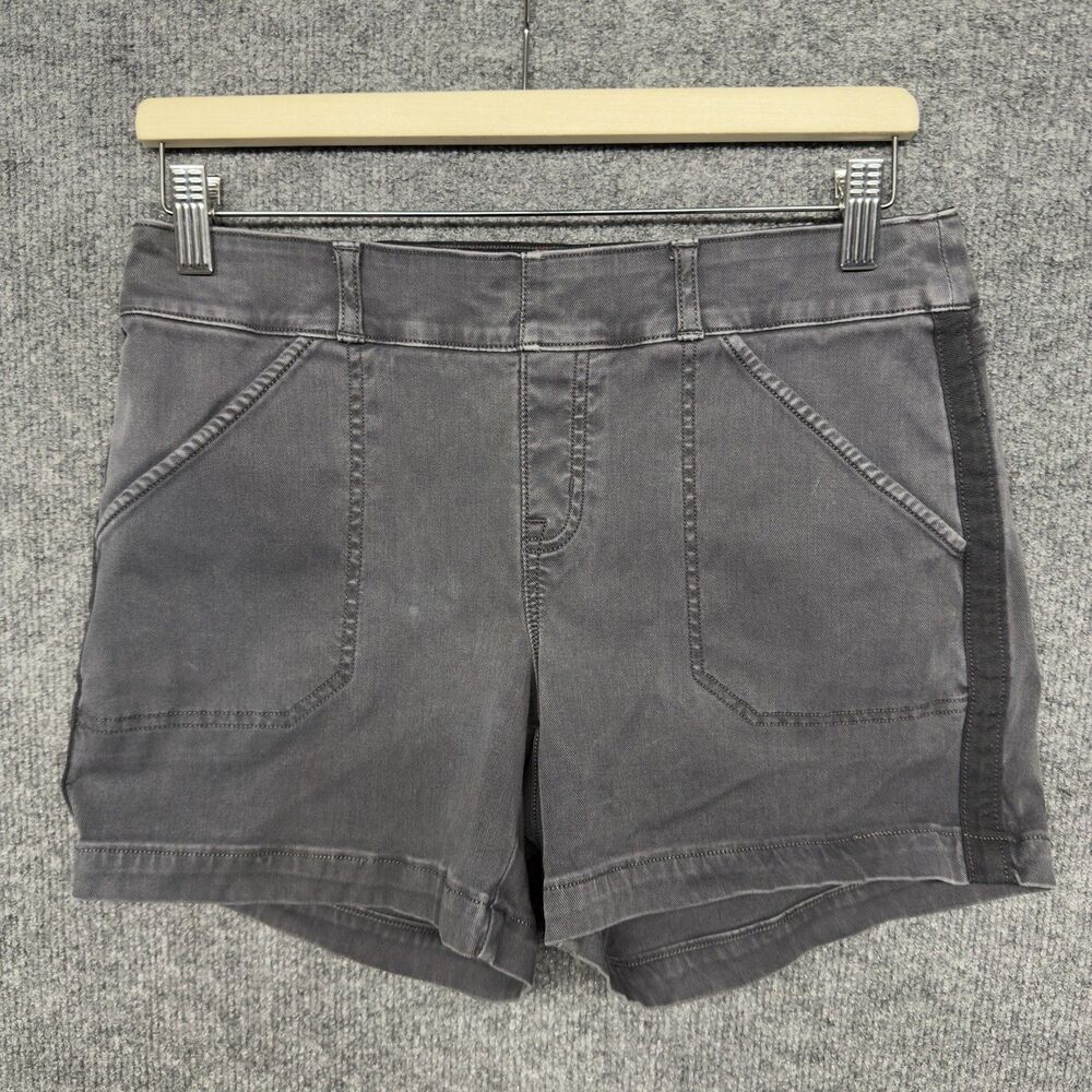 Spanx Shorts Womens Medium Gray Twill Utility Pull On Pockets Casual Summer